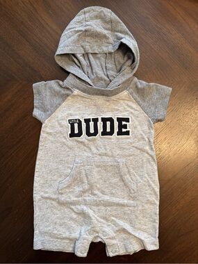 Carter's Gray Hooded Baby Romper